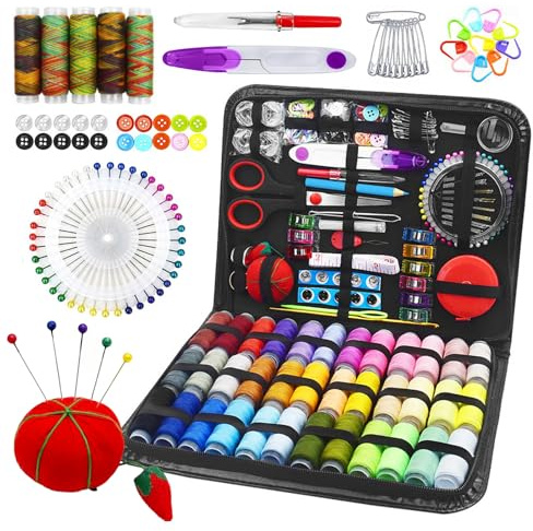 FxlStelrion Kit Cucito, 190 Pezzi Accessori da Cucito, Set da Cucito Contiene 41 Rotoli di Filo Colorato, Kit da Cucito Set Cucito Professionale per Principianti, Casa, Viaggio e Emergenza Uso