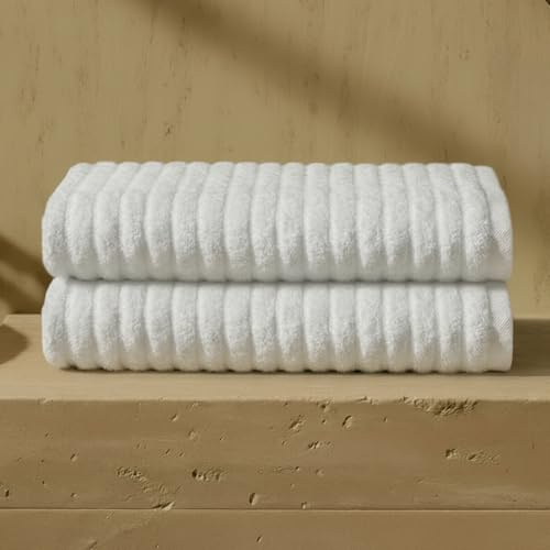 VOUCLER – Meadow Set de 2 Juego de Toallas de Baño 100x160 cm Blanco | Toalla Baño Premium 100% Algodón Turco 600GSM | Juego Toallas Baño Lujo Extra Suaves | Certificado Oeko-Tex®
