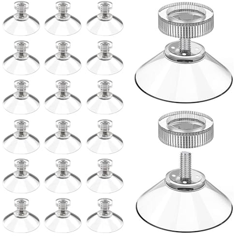 DizemoiQ 20 Stück Saugnäpfe Ø30mm mit Gewinde M5x7mm Transparente Rändelmuttern Saugnäpfe mit Haken für Fenster kleine Gegenstände starke Haftkraft
