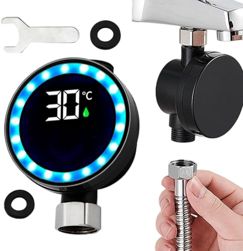 Badvattentermometer - vattentätt mätverktyg - badtermometer med digital LED-display, för och vuxna, dusch, dee, kran, huvud