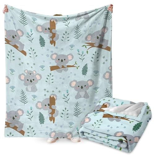 FCXVXCL Koala Manta de Dibujos Animados, Manta de Franela Infantil Acogedora Mantas Pelo Mantas para Sofa y Cama Material Suave de Punto de Moda de Dibujos Animados