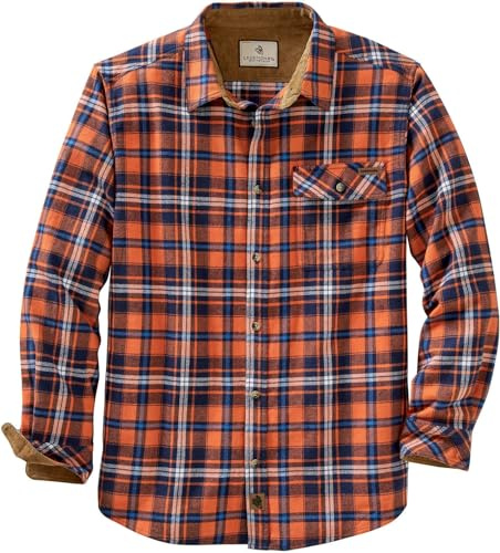 Legendary Whitetails män, unisex Original Buck Camp Long Sleeve Flannel Shirt - Casual Button Front Regular Fit Plaid with Corduroy Trim Button down-skjorta