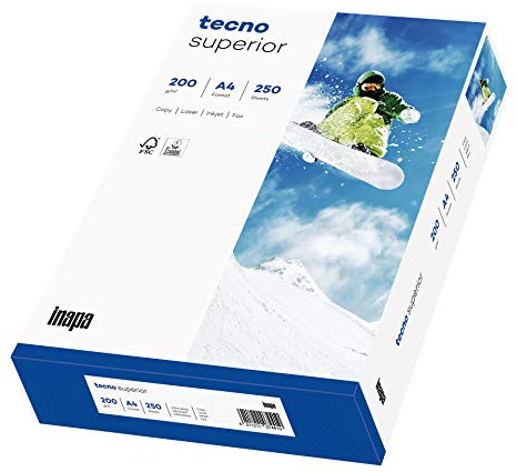 inapa Drucker-/ Kopierpapier tecno Superior: 200 g/m², A4, 250 Blatt, hochweiß