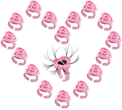 100PCS Lash Glue Holder Rings for Eyelash Extensions, Disposable Volume Lashes Glue Blossom Cups for Lash Extension