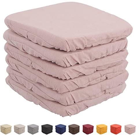 Intimitaly Set 6 Cuscini Sedia Vesto Con Elastico da Schienale Comodi Made in Italy in Cotone Imbottiti e Spessi 6 Cm (6 Cipria)