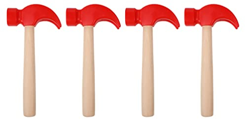 Toyvian 4Pcs Mini Wooden Hammers Kids Red Mallets Gavel Toy Wood Hammer Breakable Heart Hammer Small Wooden Mallet Small Hammers for Chocolate Breakable Mold