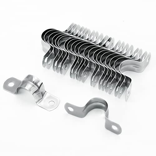 xinsheng 22Pcs Pipe Strap Clamp Holder M16mm Stainless Steel Brackets Saddle Clip U Shaped Clips Straps Two Hole Tube Strap Tension Clips Hose Clamp for Anchor Water Pipe Wooden Panels
