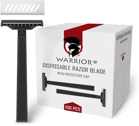 WARRIOR Einwegrasierer, schwarze Einweg-Stahlklinge für die Reinigung von Männern/Frauen, Körper und Gesicht (SCHWARZ-100 Stück)