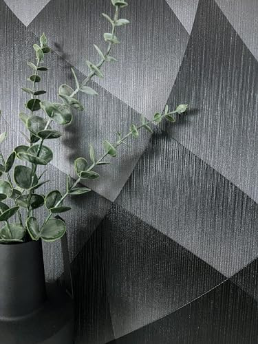 NEWROOM carta da parati Neri Grafico Tessuto non Tessuto - Moderno Grigio Metallico Linea Struttura