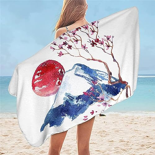 Badetuch 90 X 180 cm, Mikrofaser Schnelltrocknend Strandtuch 3D Japanische Kirschblüten Strandhandtuch Sauna Badehandtuch Yoga Handtuch Strandtücher Strandlaken Duschtuch Duschhandtuch -7D4T