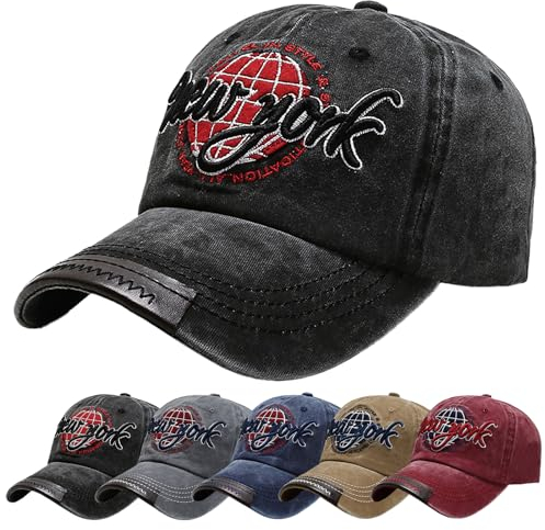 Baynetin Baseballkappe Herren Einstellbare Retro Baseball Hut, Baumwolle Sommerhut Sonnenhut Sportlicher Draußen Kappen Hüte Gestickte Verstellbar Sonnenschutz Basecap (Schwarz)