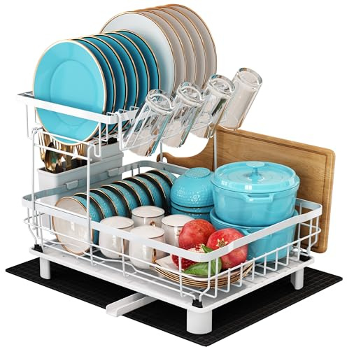 MAJALiS Escurreplatos Acero Inoxidable con Desagüe Automático de Cocina