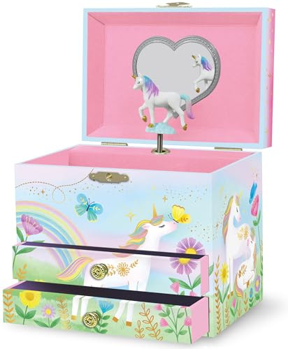 Portagioie Carillon Unicorno per Bambine - Cofanetto Musicale con Rotazione Unicorno, Regali di Compleanno per Bambine, 17,1 x 13,3 x 15,2 cm - Età 3-10 anni, Viola