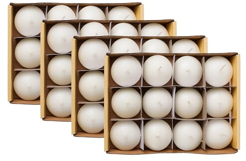 Pack de 48 Velas Flotantes Decorativas - Ideal para Bodas, Fiestas de Piscina y Decoración Navideña, 4 Horas de Duración, Sin Perfume, Fabricación Europea, 45mm - Crema