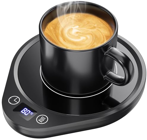 MQFORU Coffee Mug Warmer, Smart Coffee Cup Warmer for Desk with 3 Temperature Settings, 1-12 Timer, 4Hrs Auto Shut Off, Coffee Milk Tea Warmer for Home Office Desk Use (Black)