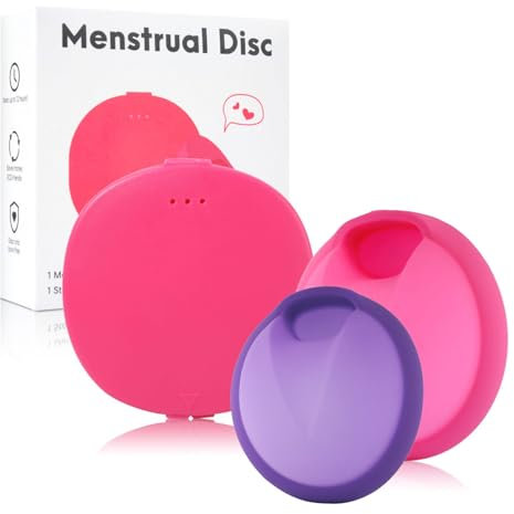 Lot de 2 Cup Menstruelle, PATILWON Réutilisable Disque Menstruel Matériel Médical, Coupe menstruelle sans BPA - Jusqu'à 12 heures d'utilisation (Cup Menstruelle (rose rouge L + violet S))