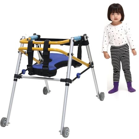 Deambulatore pieghevole salvaspazio per bambini, deambulatore/ausilio per camminare in piedi, deambulatore per bambini disabili con paralisi cerebrale, deambulatore verticale per bambini regolabile