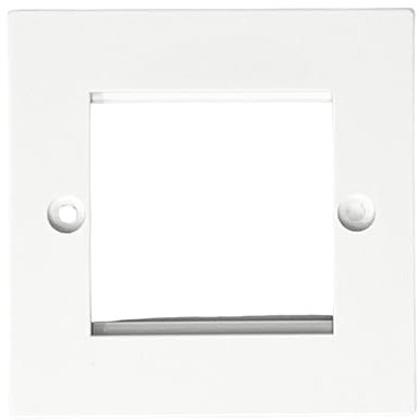 Evoges White Square 1 Gang 2 Module Edge Euro Plate for AV, USB Outlets, Data Ports, Switches