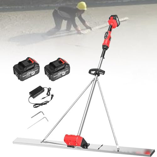 YANDDEA Kit Vibrante per Massetto in Calcestruzzo, per Massetto in Calcestruzzo, con Tavola in Acciaio Inossidabile da 150cm E Motore a Vibrazione Wireless, velocità 3000-6000 Giri/min,2*Battery