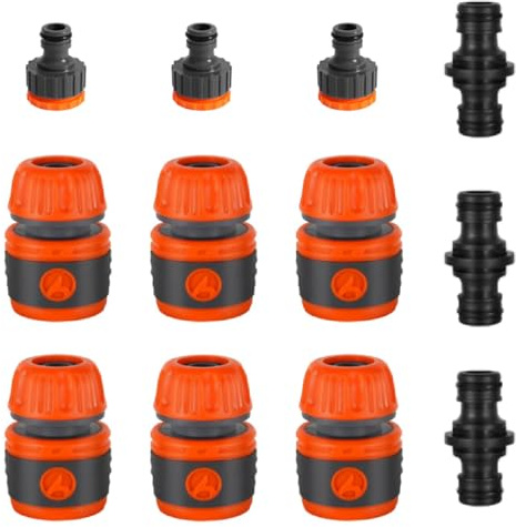 13 Pièces Kit Raccord Rapide Tuyau d'Arrosage 1/2, Embout Connecteur Robinet, Raccords Double Sens & Traversants, Accessoires pour Arrosage et Lavage Voiture