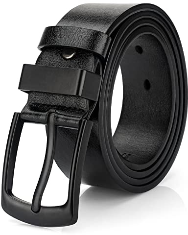 maikun Black Leather Belts for Men,Casual Style for Golf and Work, Length135 cm