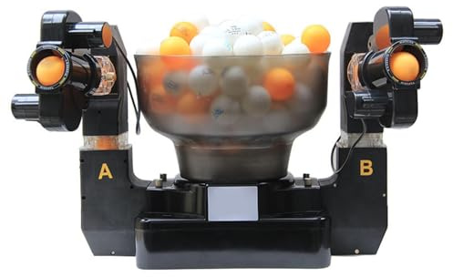 Machine à balles de tennis de table à double tête, robot de tennis de table avec 36 effets de rotation différents, avec angle de frappe réglable, peut contenir 100 balles de tennis de table (balles