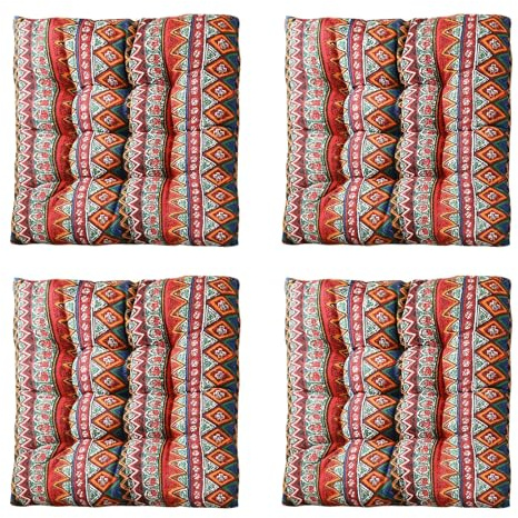 XJHKG Cojines Antideslizantes para Asiento de Cocina, Cojines Cuadrados para Silla de Comedor con Lazos, Juego de 4(B-14,40x40cm)