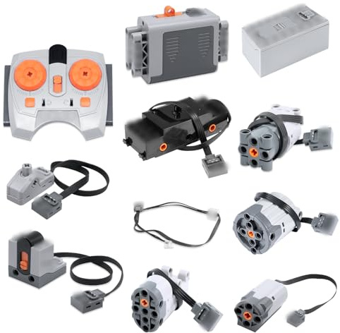 Motor Power Function Kit Binghe Set 11 Motore Elettrico Giocattolo con XL/L/M Motor, Servomotore, Telecomando 2,4GHz, Motore di trazione, Scatola batterie, Cavo LED, Ricevitore,Interruttore di comando