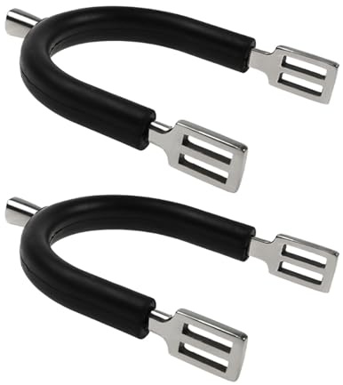 Kaeltsyn Sperone per cavalli in gomma con cinghie in pelle speroni da competizione Western Boy per uomini donne accessori da equitazione paraurti in gomma sperone per cavalli con cinghie in pelle