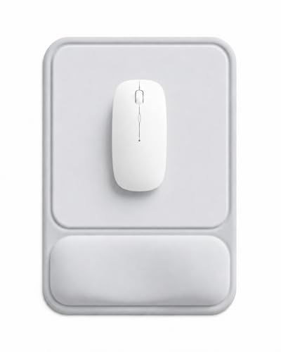 Giecy Tapis de Souris Ergonomique avec Repose-Poignet Creusé Gel, Design Anti-Pression, Base Antidérapante, Confort Amélioré Bureau & Gaming (Gris clair)
