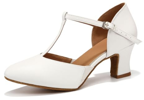 RUYBOZRY Chaussures de Caractère T-Strap Chaussures de Danse Latine Femme Salsa Bachata avec Talon de 6cm Semelle en Daim