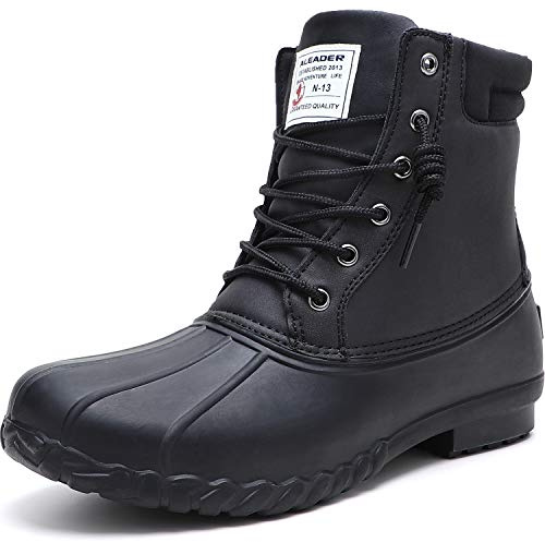 ALEADER Mens Winter Snow Boots Insulated Cold Weather Waterproof Boots for Mens Duck Boots Black 10 US