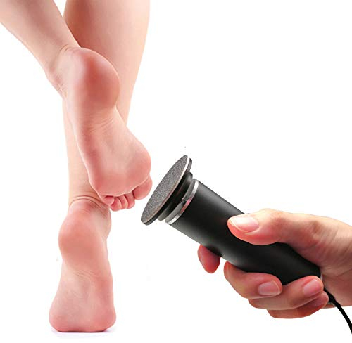Râpe à Pieds Pédicure Electrique Anti-callosité Lime Pieds Electrique pour Corne (Vitesse Réglable) avec 60 Tampons de Remplacement pour Femmes Hommes Pédicures (FCR-1 Noir)
