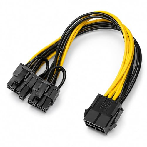 Bolwins Q55S 8-stifts PCIe strömkabeladapter till 2x 8-stifts (6+2) för grafikkort, PCI-Express-adapter, PCIe Y-Splitter förlängningskabel för 20 cm grafikkort