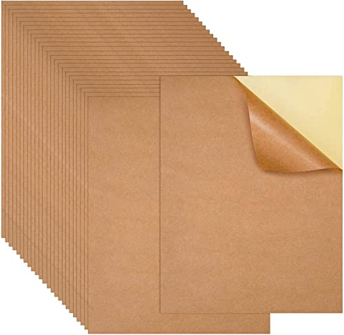 100 Sheets Kraft Sticker Paper Labels,Full Sheet Printable Sticker Letter Paper Label 8.5 x 11 Self-Adhesive DIY Craft Project Labels for Laser & Inkjet Printer