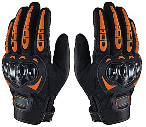 kingsea Guanti moto uomo donna con touch screen e protezione caviglia guanti da moto traspiranti per equitazione moto corsa ciclismo ciclismo arrampicata motocross (arancio, M)