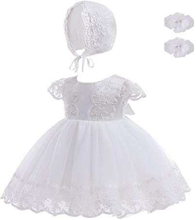 DPKM Baby Girls Christening Dress Newborn Flower Embroidered Baptism Gown Outfits Infant Blessing Dresses