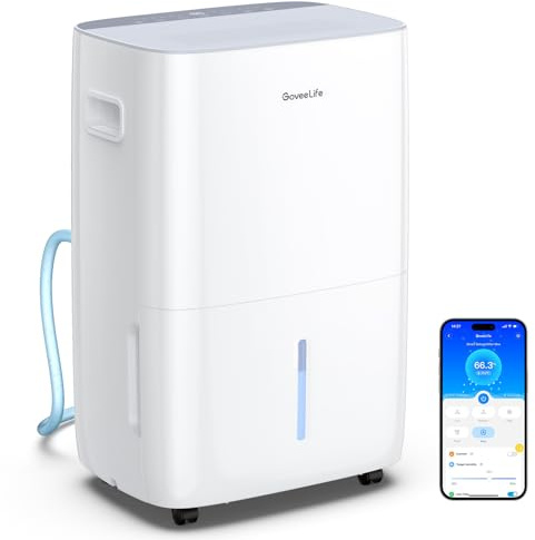 GoveeLife Dehumidifier for Home 4,500 Sq.Ft, 50 to 137 Pint Smart Auto Humidity Control, Drain Hose, 2.0Gal Bucket, Compressor Dehumidifiers for Basement with Auto Shut Off, Bathroom, Garage, w/WiFi
