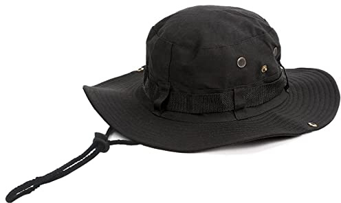 Kiniris Chapeau Bob Homme Chapeau de Soleil Anti-UV Femme Été Large Bord Pliable Chapeau Pêcheur Réglable Outdoor Randonnée Alpinisme (Noir)