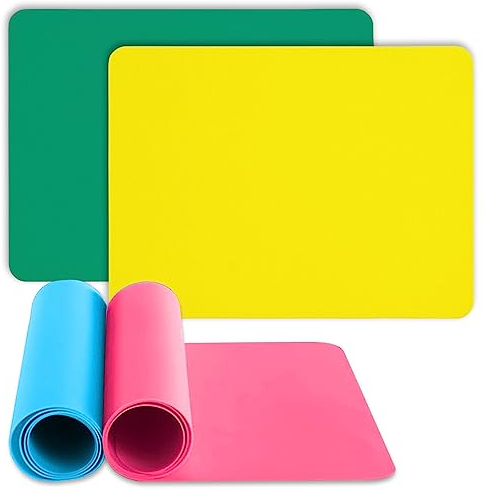 yotutun Silikonmatte, 4 Stücke 30x40 cm Hitzebeständig Antihafte rutschfeste Tischmatte Mehrzweck Backmatte Silikonmatten für Epoxidharz Bastelunterlage