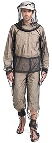 Wedhapy Anti-Moskito-Kleidung Moskito-Anzug 4pcs/Set durchscheinende atmungsaktive Mückennetze Verstellbarer Mückenanzug Klappbarer Mückenschutz für Camping - Radfischerei - Wanderungen S/M