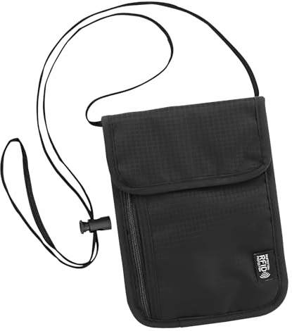 Pochettes Tour de Cou de Voyage Pochette Tour de Cou Sac de Cou Bloqueur RFID Anti Sac pour Passeport Unisexe Noir pour Documents pour Passeport,Argent