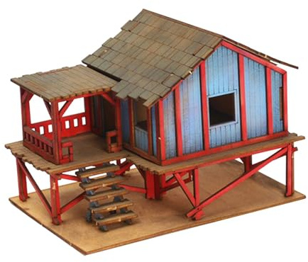 Harilla Kits de maquettes en bois Maison, Maison en bois à monter soi-même, Maison à assembler non peinte à la main, Modèles 1/72, Décor de table de sable à, a