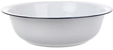 Angoily Cuenco Esmaltado Grande Vintage Multifuncional para Mezclar Lavar Verduras y Frutas Ensaladera de Metal para de Limpiar 34 Cm