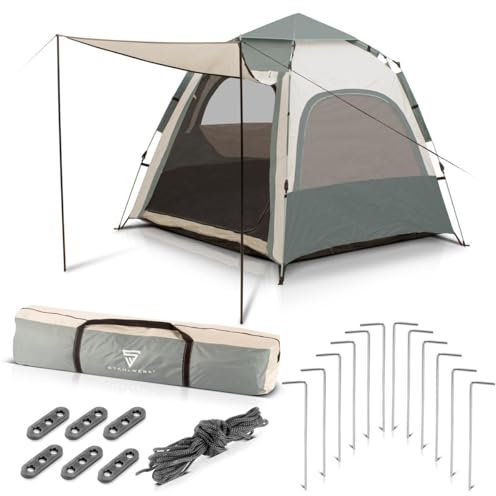 STAHLWERK Campingzelt Z-273 ST 273 x 273 cm selbstaufbauendes Pop-Up-Zelt | Wurfzelt | Igluzelt | Faltzelt | Kuppelzelt | Trekkingzelt | Zelt für 3-4 Personen inklusive Transporttasche