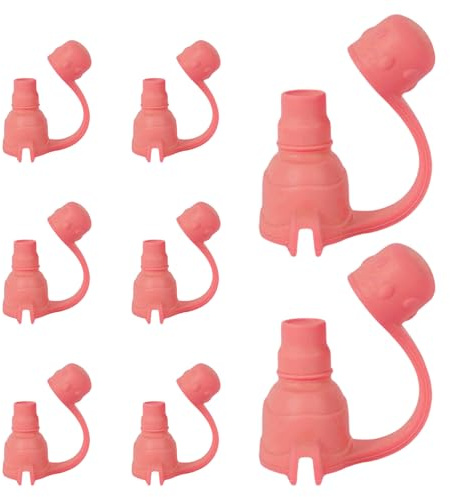 HuhWafee 8 stycken klämtillbehör för klämpåse, läckagesäker livsmedelsklass, topp, silikonmunstycke med lock, för nyfödda, spädbarn (vattenmelonröd)
