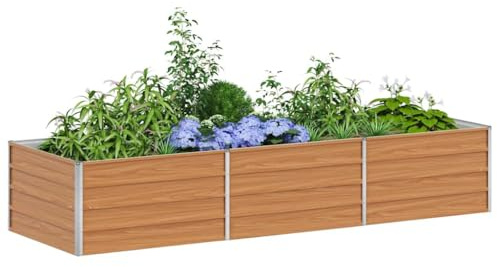 vidaXL Arriate Elevado Marrón Claro 240 x 80 x 45 cm Acero Galvanizado