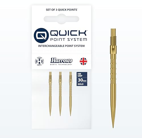 Harrows HM Grip Heavy Metal Quick Points – Pointes de fléchettes inspirées de Ryan Searle avec Anneaux de préhension carrés – Système de Pointe Rapide Anti-Rupture pour échanges Rapides de Points
