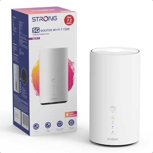 STRONG 5G WLAN Router SIM-Karte, Wi-Fi 7 BE7200 mit Qualcomm Dragonwing 5G Modem, glasfaserfreies WLAN bis 7,2 Gbit/s, 2,5 Gbit/s WAN/LAN Port & RJ11, weiß Telefonanschluss, NFC One-Tap, WAN-Failover