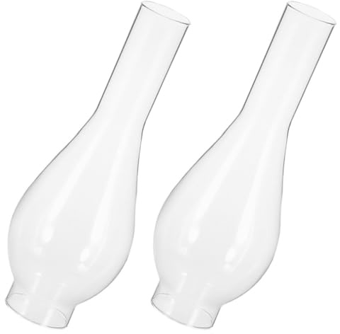 EXHUMKY Paralume per Lampada a Cherosene in Vetro lungo 9.6X2.0 2 Pezzi Ricambio per Lampada a Olio Vintage per Uso Domestico e Cucina
